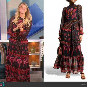 Farm Rio Black Tropical Magic Maxi Dress, Size S